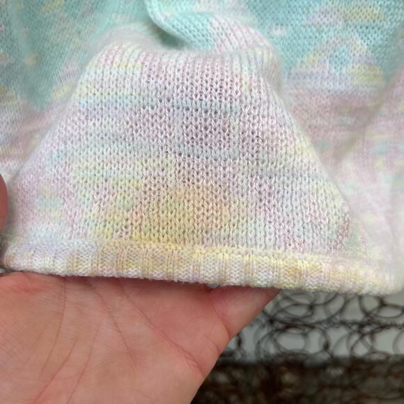 VTG Jan Taylor Pastel Stripe Henley Fair Isle Sweater pink green yellow MEDIUM - Picture 6 of 6